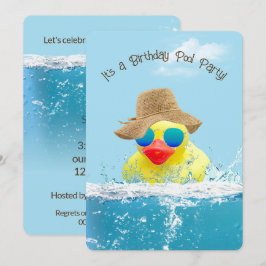 Gele Duck voor een Birthday Pool Party Kaart