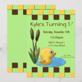 Gele Duckie 1e verjaardag Kaart (Voorkant / Achterkant)