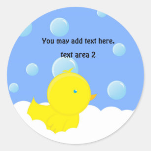 Gele Duckie in Bubble Bath Baby shower Sticker