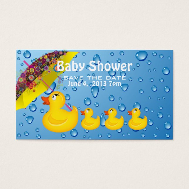 Gele Duckie Save the Date Baby Shower Visitekaartje (Voorkant)