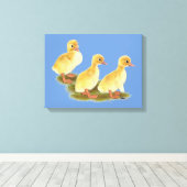 Gele ducklings canvas afdruk (Insitu (Houten vloer))