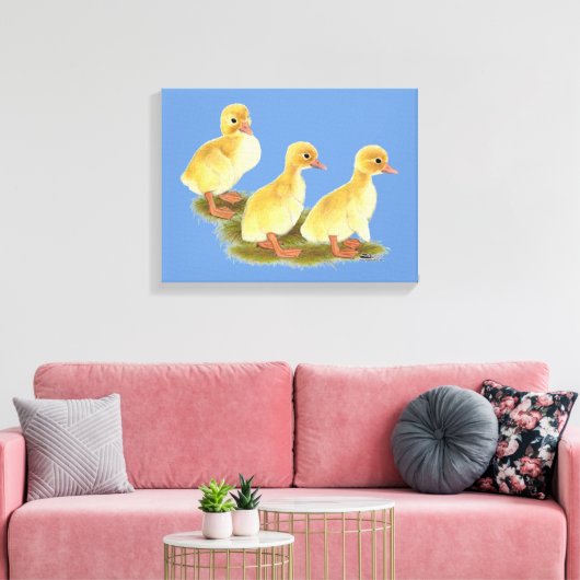 Gele ducklings canvas afdruk (Insitu (Woonkamer))