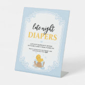 Gele Ducky Late Night Luiers Pedalstal Teken Reclamebord Met Voetstuk (Voorkant)