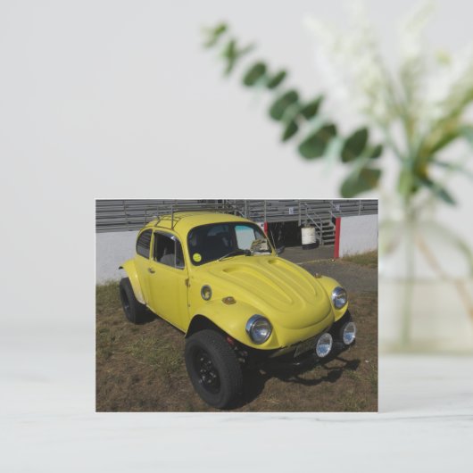 Gele Duitse Sedan Briefkaart (Staand voorkant)