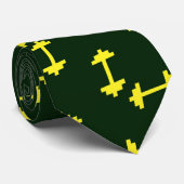 Gele dumbbels op groen stropdas (Opgerold)