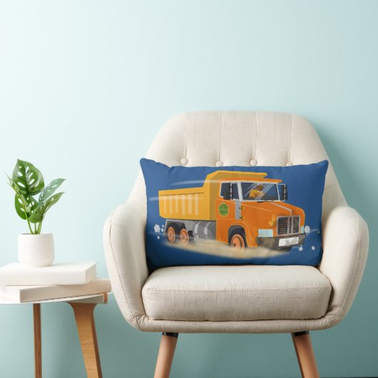 Gele Dump Truck Cartoon voor kinderen Kussen (Stoel)