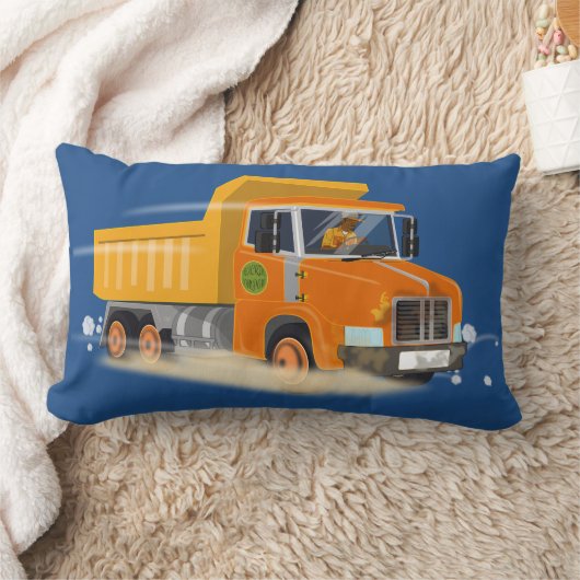 Gele Dump Truck Cartoon voor kinderen Kussen (Deken)