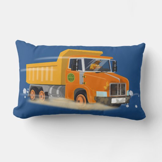 Gele Dump Truck Cartoon voor kinderen Kussen (Voorkant)