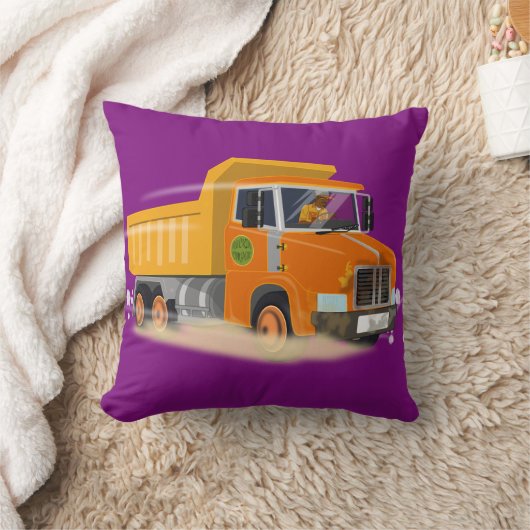 Gele Dump Truck Cartoon voor kinderen Kussen (Deken)