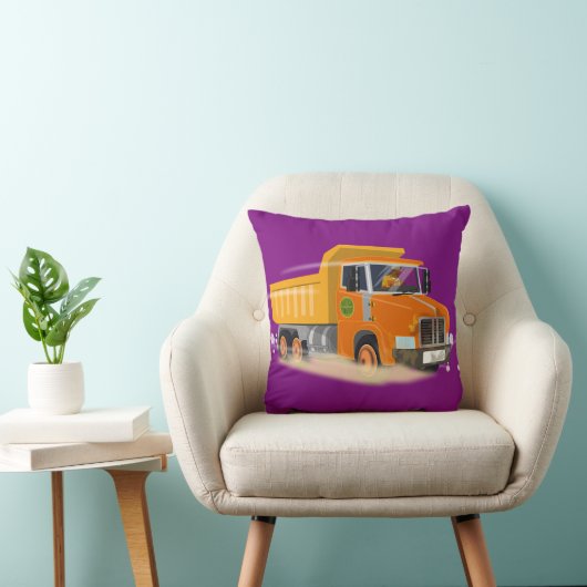 Gele Dump Truck Cartoon voor kinderen Kussen (Stoel)