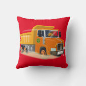 Gele Dump Truck Cartoon voor kinderen Kussen (Achterkant)
