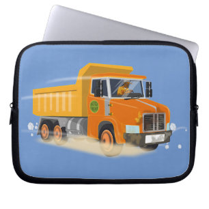 Gele Dump Truck Cartoon voor kinderen Laptop Sleeve