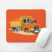 Gele Dump Truck Cartoon voor kinderen Muismat (Met muis)