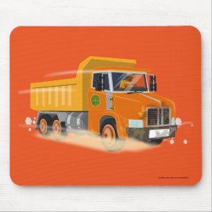 Gele Dump Truck Cartoon voor kinderen Muismat
