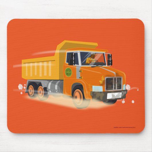 Gele Dump Truck Cartoon voor kinderen Muismat (Voorkant)