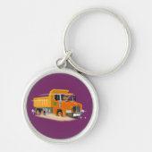 Gele Dump Truck Cartoon voor kinderen Sleutelhanger (Voorkant)