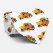 Gele Dump Truck Cartoon voor kinderen Stropdas (Opgerold)