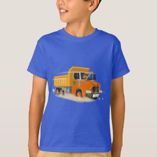 Gele Dump Truck Cartoon voor kinderen T-shirt