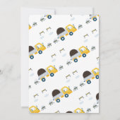 Gele dump vrachtwagen dump alles 1e verjaardag kaart (Achterkant)