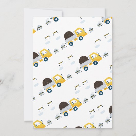 Gele dump vrachtwagen dump alles 1e verjaardag kaart (Achterkant)