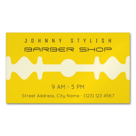 Gele duo-toonrazor bladvormig lijst magnetisch visitekaartje (Voorkant)