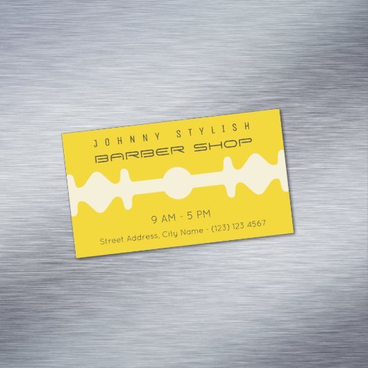 Gele duo-toonrazor bladvormig lijst magnetisch visitekaartje (Voorbeeld)