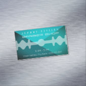 Gele duo-toonrazor blauwgroen toon magnetisch visitekaartje (Voorbeeld)