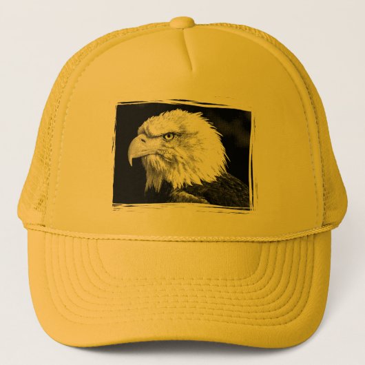 Gele Eagle Head Pop Art Moderne elegante Sjabloon Trucker Pet (Voorkant)