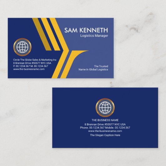 Gele Eagle Wings Border Founder CEO Visitekaartje (Voorkant / Achterkant)