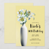 Gele Easter Lilies Vaas Bloemstuk Verjaardagsfeest Kaart (Voorkant / Achterkant)