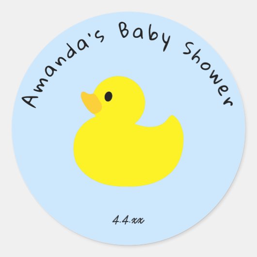 Gele Eend - Baby Shower Ronde Sticker (Voorkant)