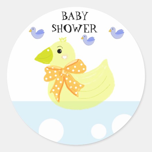 Gele Eend Baby Shower Ronde Sticker (Voorkant)