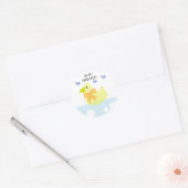 Gele Eend Baby Shower Ronde Sticker (Envelop)