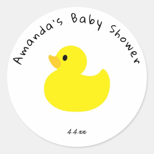 Gele Eend - Baby Shower Ronde Sticker (Voorkant)