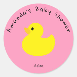 Gele Eend - Baby Shower Ronde Sticker