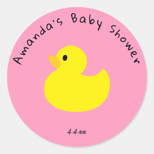 Gele Eend - Baby Shower Ronde Sticker (Voorkant)