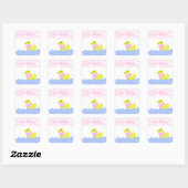 Gele Eend Baby Shower Vierkante Sticker (Vel)