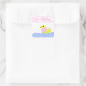 Gele Eend Baby Shower Vierkante Sticker (Tas)