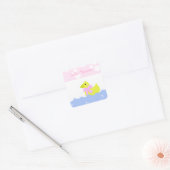 Gele Eend Baby Shower Vierkante Sticker (Envelop)
