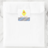Gele Eend Baby Shower Vierkante Sticker (Tas)