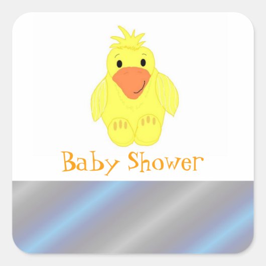Gele Eend Baby Shower Vierkante Sticker (Voorkant)