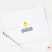 Gele Eend Baby Shower Vierkante Sticker (Envelop)