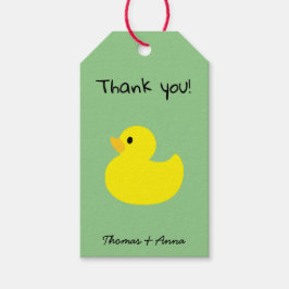 Gele Eend Bedankt, Groene (Salie) Kleur Cadeaulabel