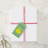 Gele Eend Bedankt, Groene (Salie) Kleur Cadeaulabel (Met Touw)