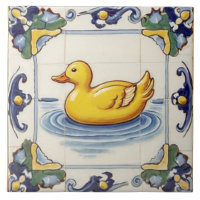 Gele Eend Blauw Groen Decoratieve Grens Badkamer