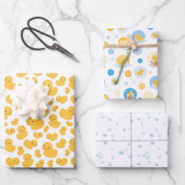 gele eend bubbel bad cadeau wrapping papier set inpakpapier vel