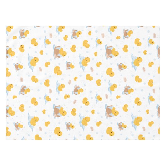 Gele eend bubbel bad met patroon tafellaken (Voorkant (Horizontaal))