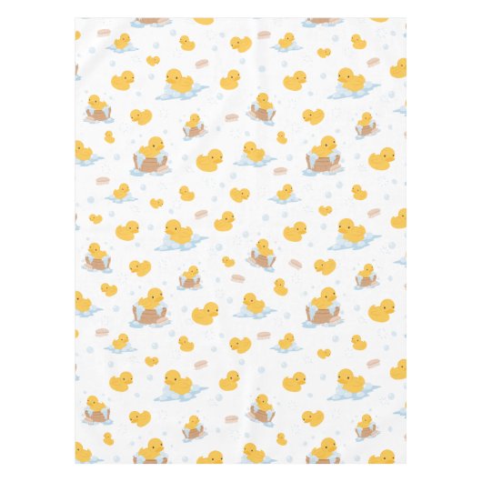 Gele eend bubbel bad met patroon tafellaken (Voorkant)