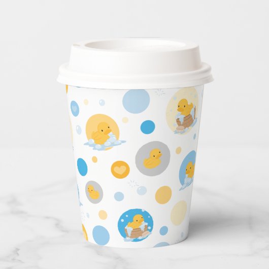 gele eend bubbel bad patroon papier cup papieren bekers (Achterkant)