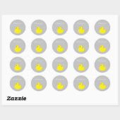 Gele Eend Dank je Ronde Sticker (Vel)